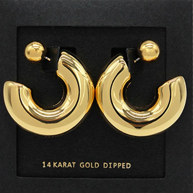14k GOLD DIPPED TUBE HOOP BALL BACK EARRING