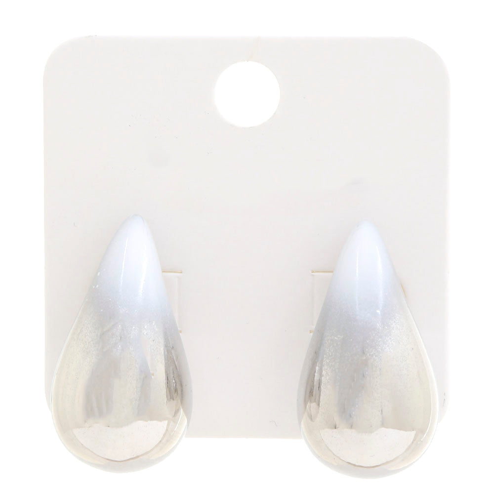 Two Tone Teardrop Dome Earring