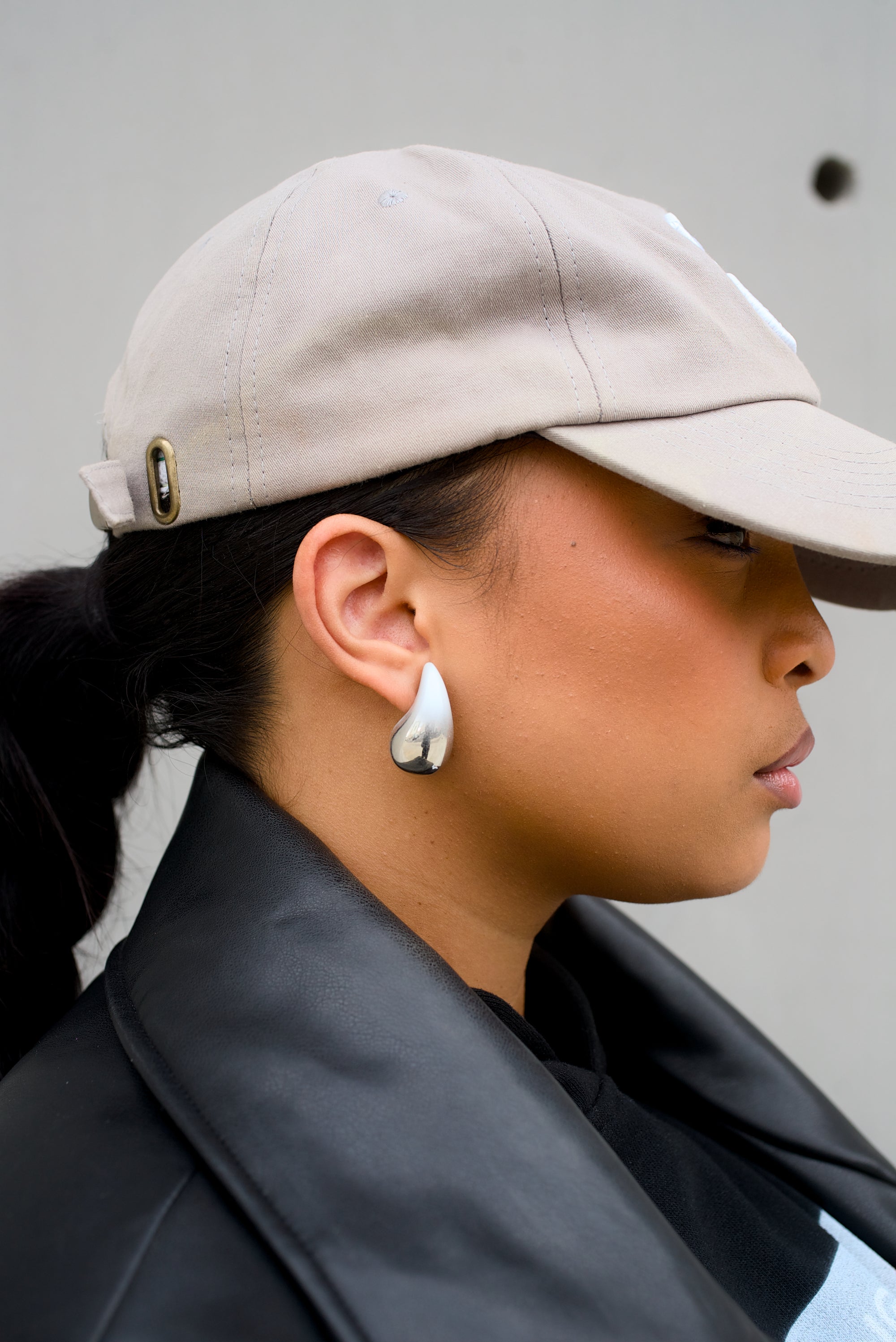 Two Tone Teardrop Dome Earring