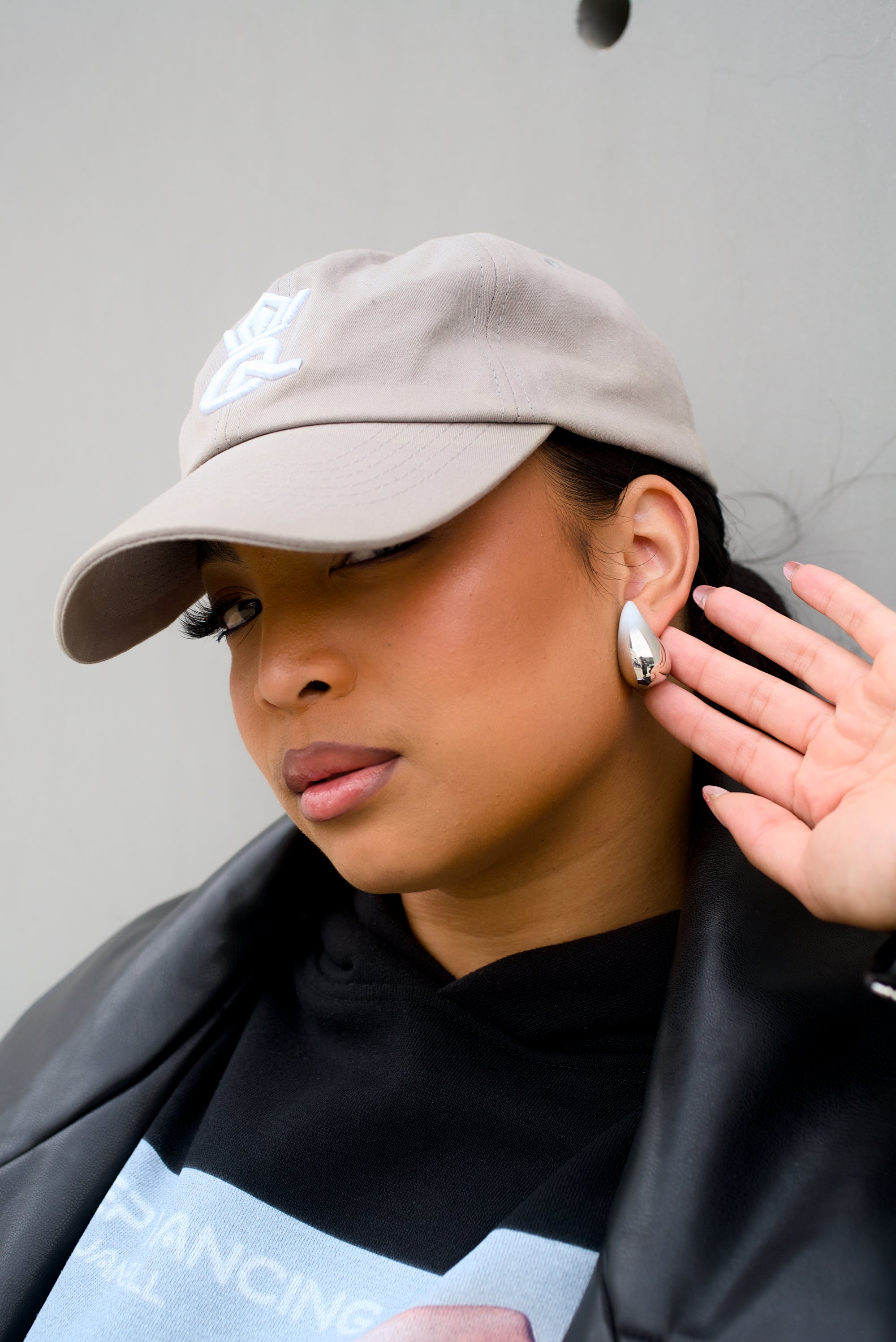 Two Tone Teardrop Dome Earring