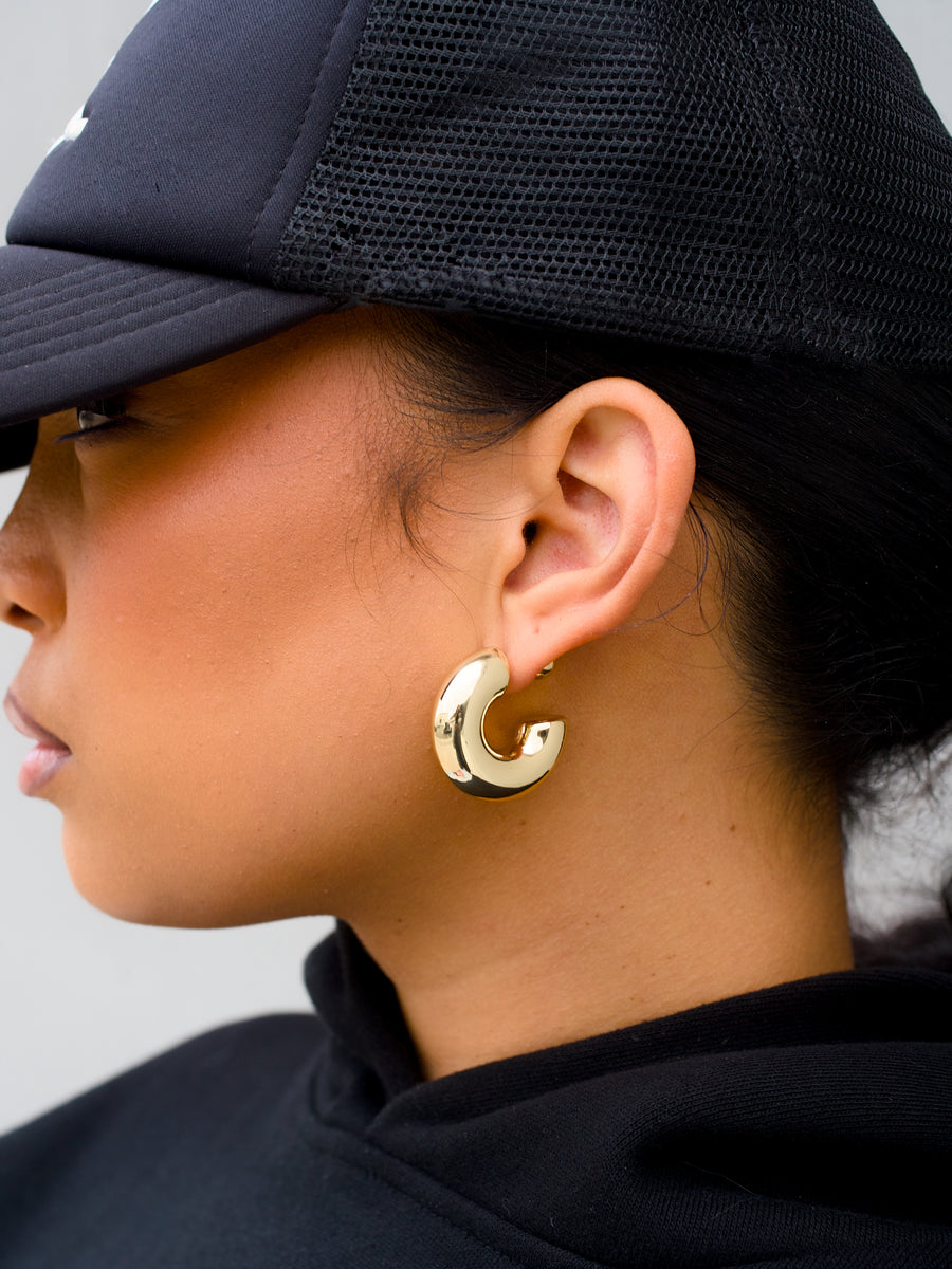 14k GOLD DIPPED TUBE HOOP BALL BACK EARRING