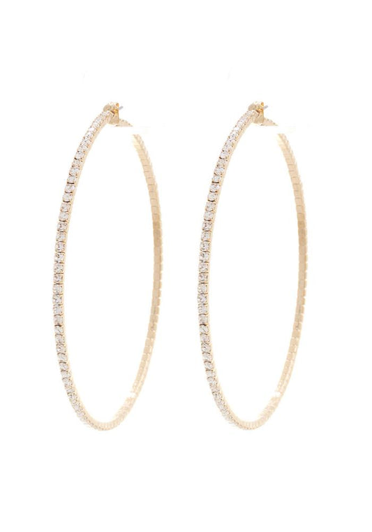 Classic Basic Rhinestone Hoop Earrings