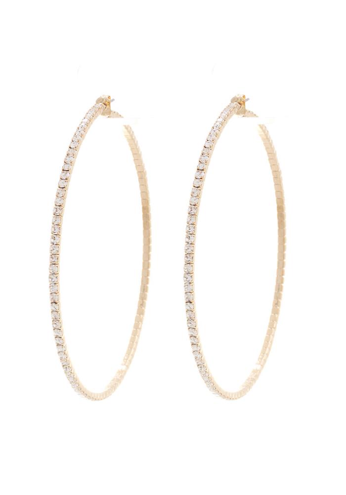 Classic Basic Rhinestone Hoop Earrings