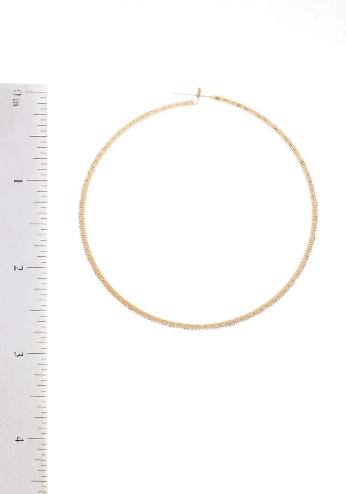 Classic Basic Rhinestone Hoop Earrings