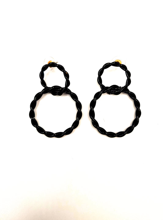 Black Double Braided Hoop  Earring