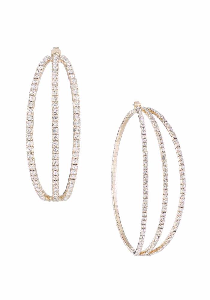 Rhinestone Triple Hoop Earring