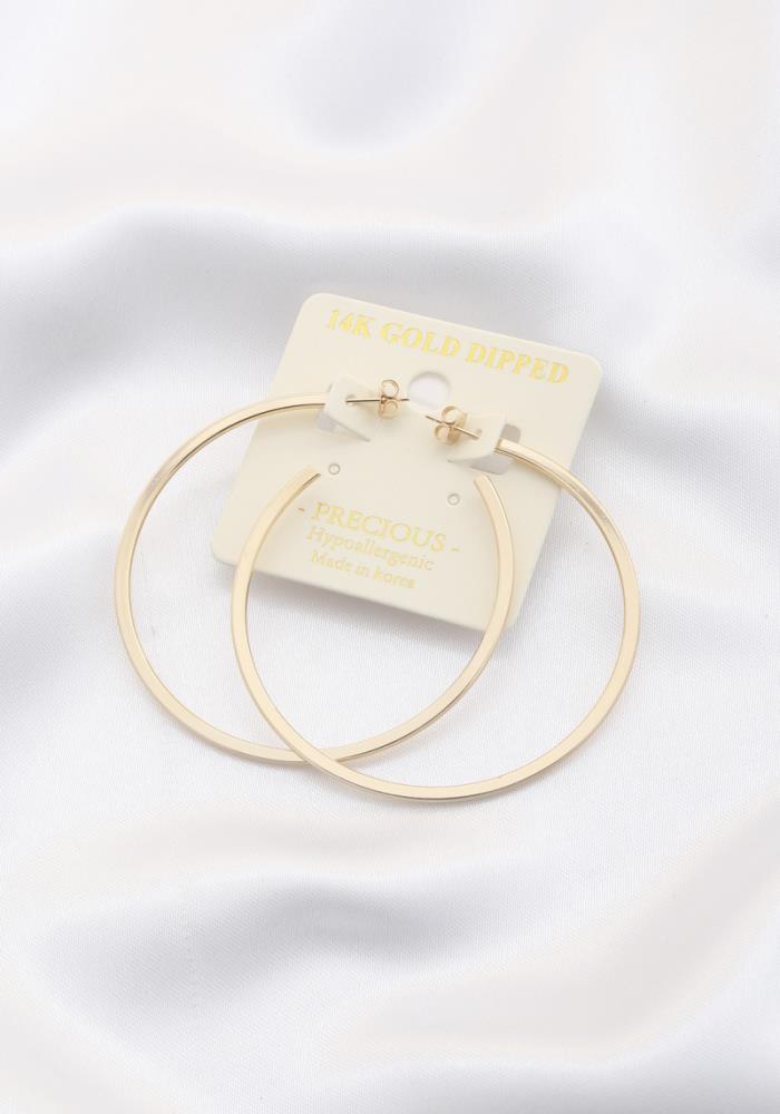 14k Gold Dipped Flat Square Edge Hoop Earring