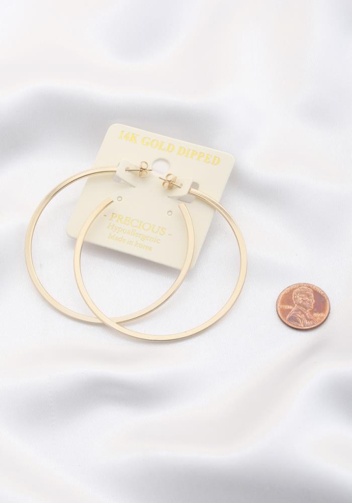 14k Gold Dipped Flat Square Edge Hoop Earring
