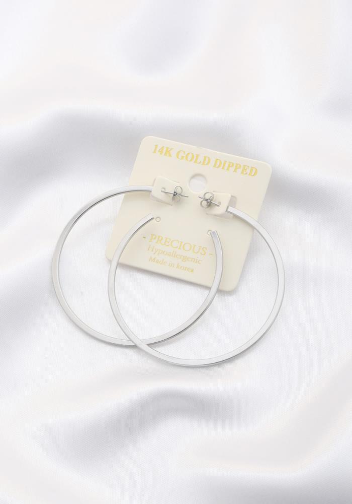 14k Gold Dipped Flat Square Edge Hoop Earring