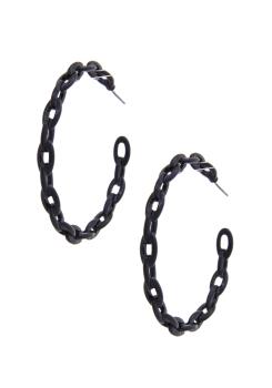 Black Open Hoop Metal Chain Link  Earring