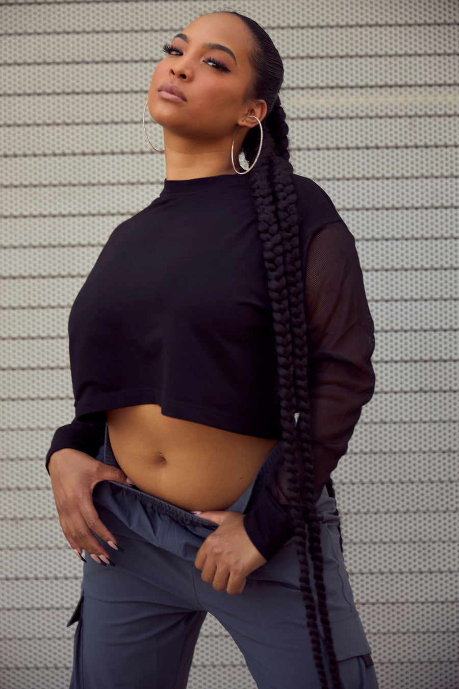 Crop Mesh Long Sleeve