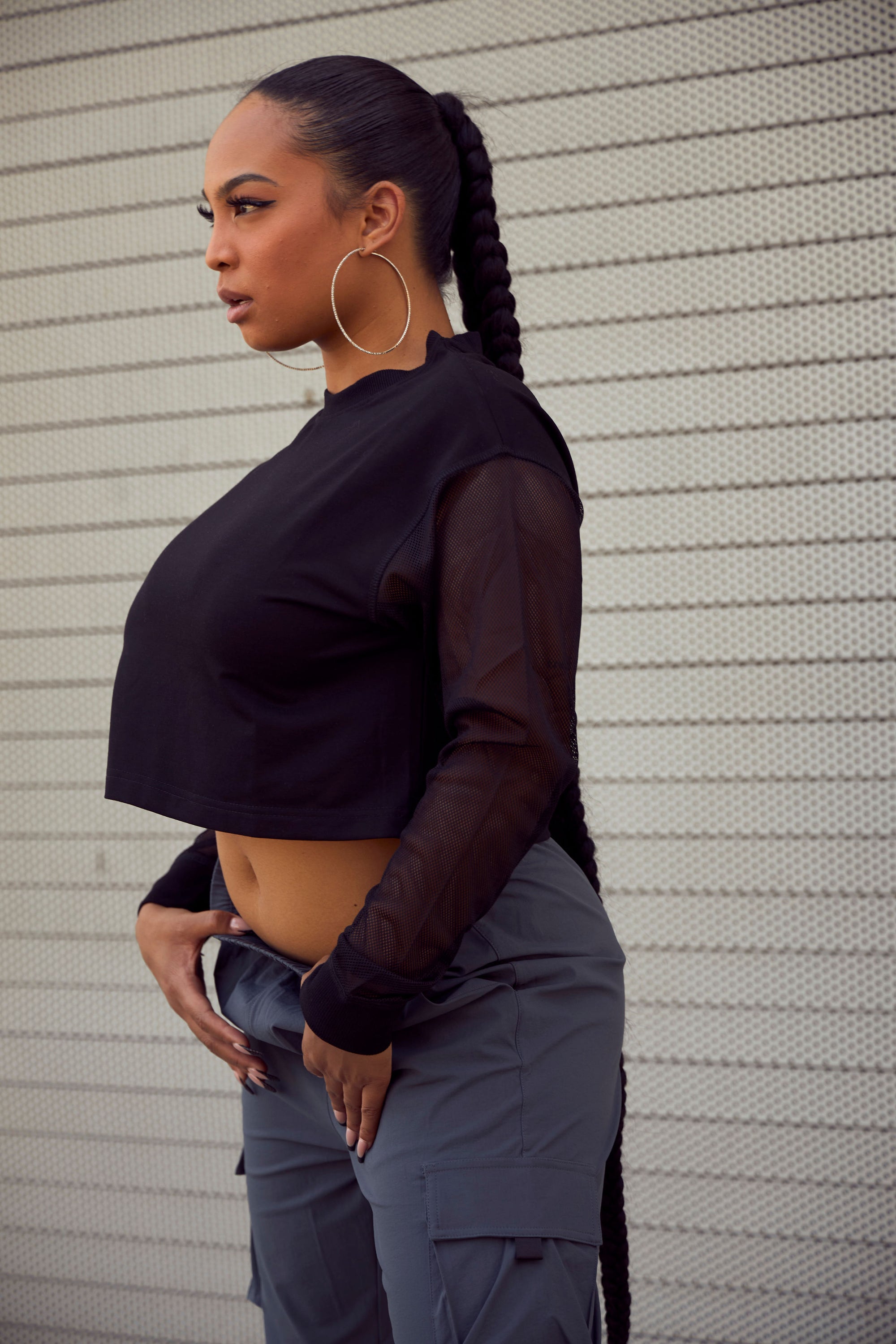 Crop Mesh Long Sleeve