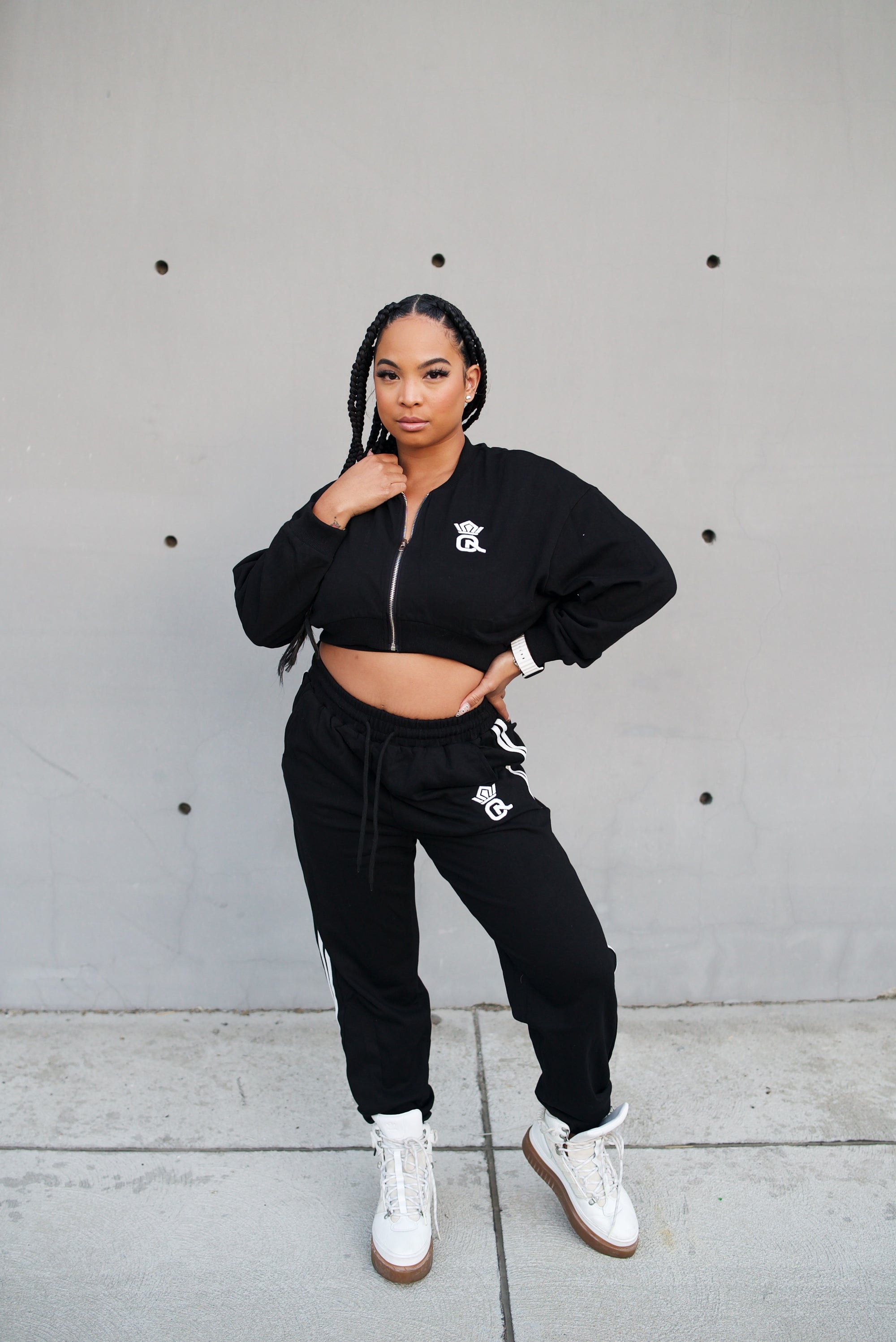 Cozy Logo Crop Zip Sweatshirt