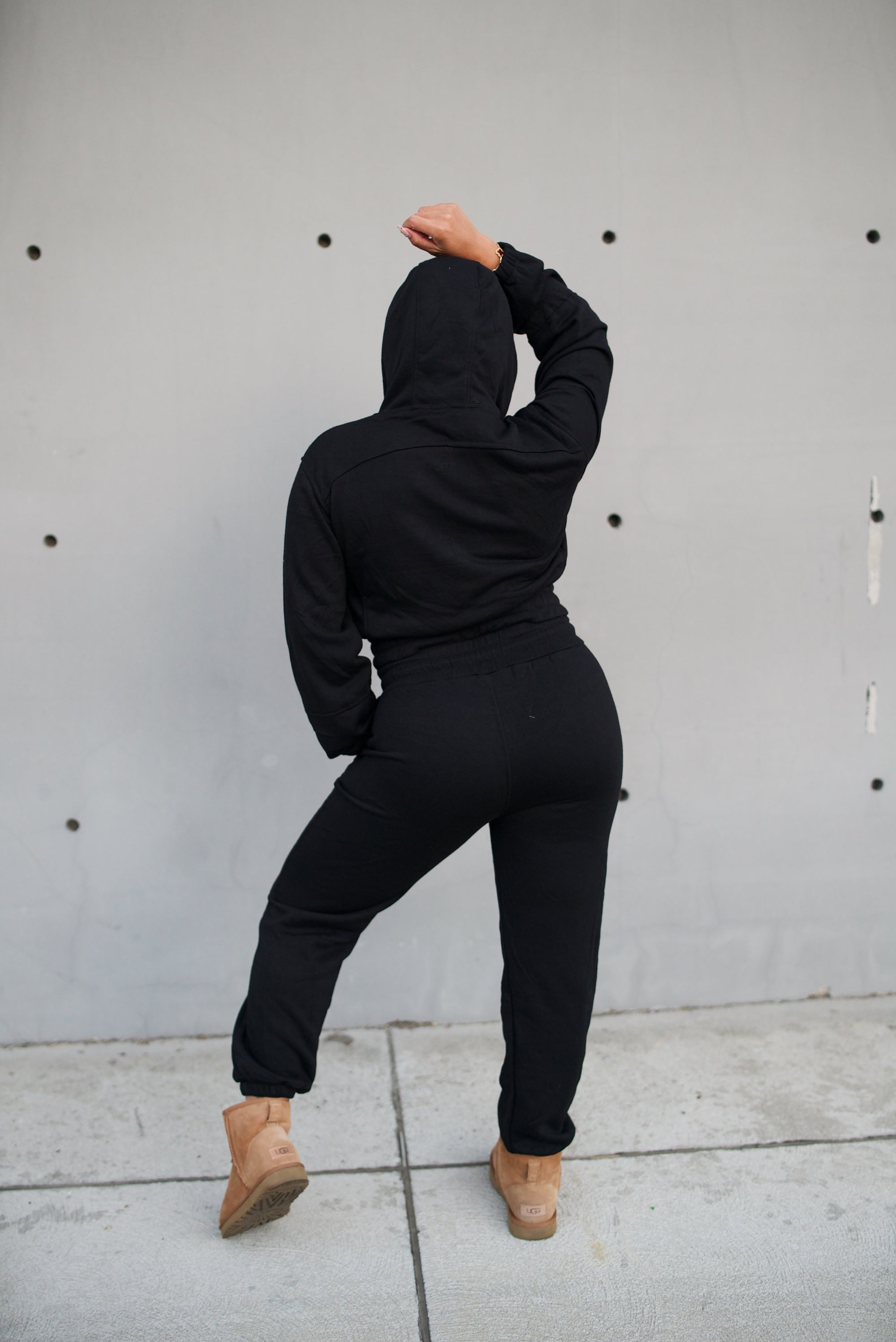 Cozy Black/Black Logo Zip Up Hoodie