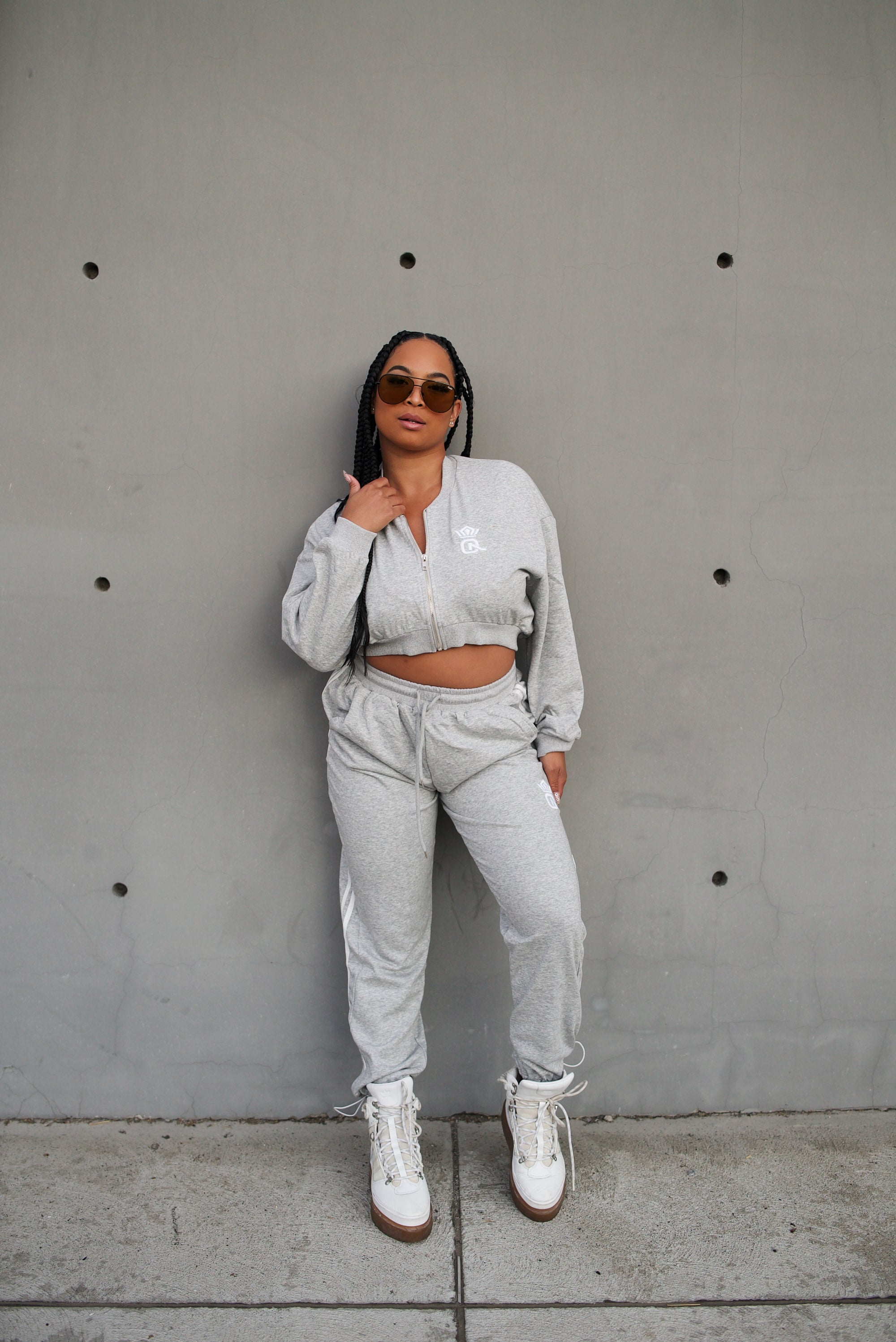 Cozy Logo Crop Zip Sweatshirt