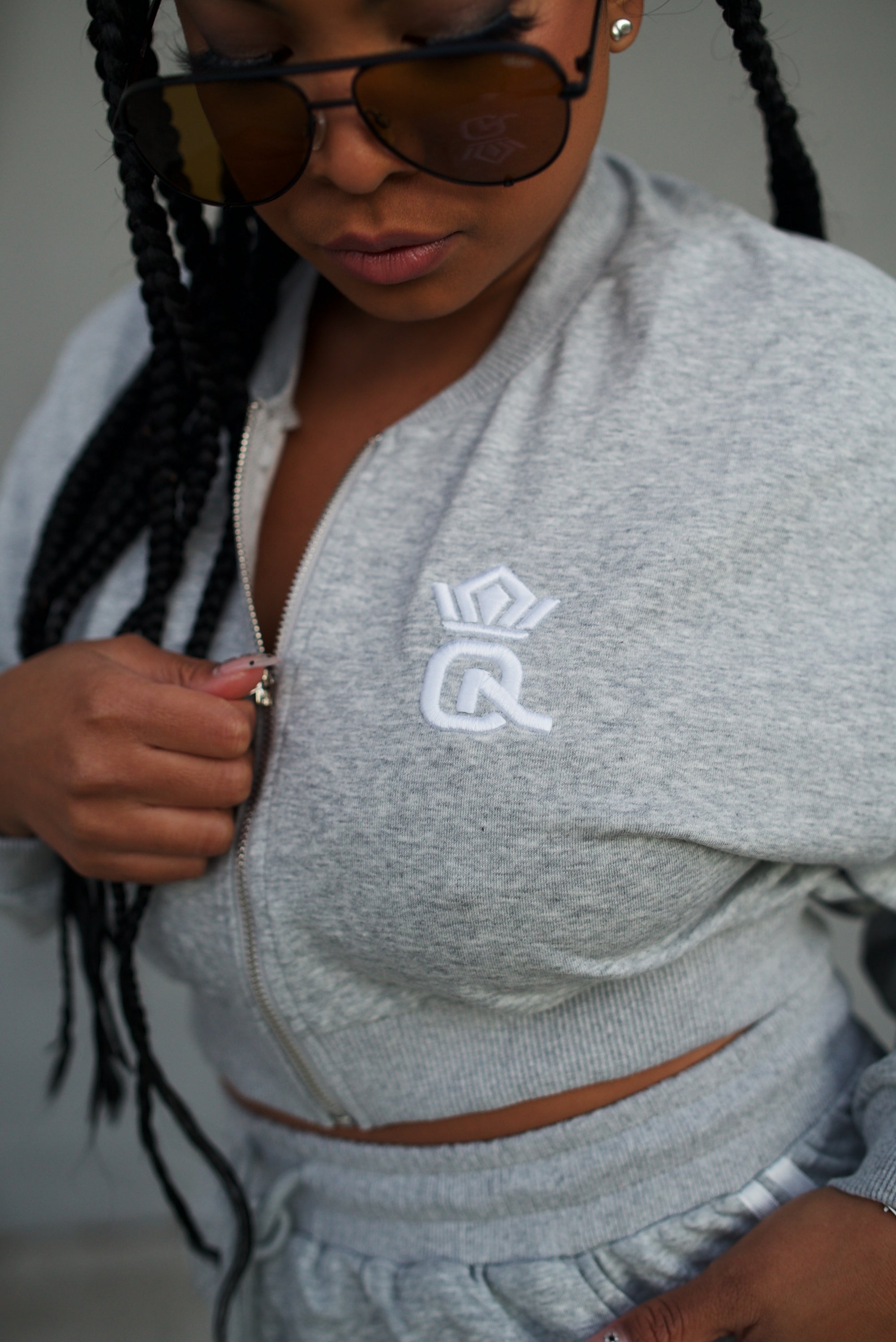 Cozy Logo Crop Zip Sweatshirt