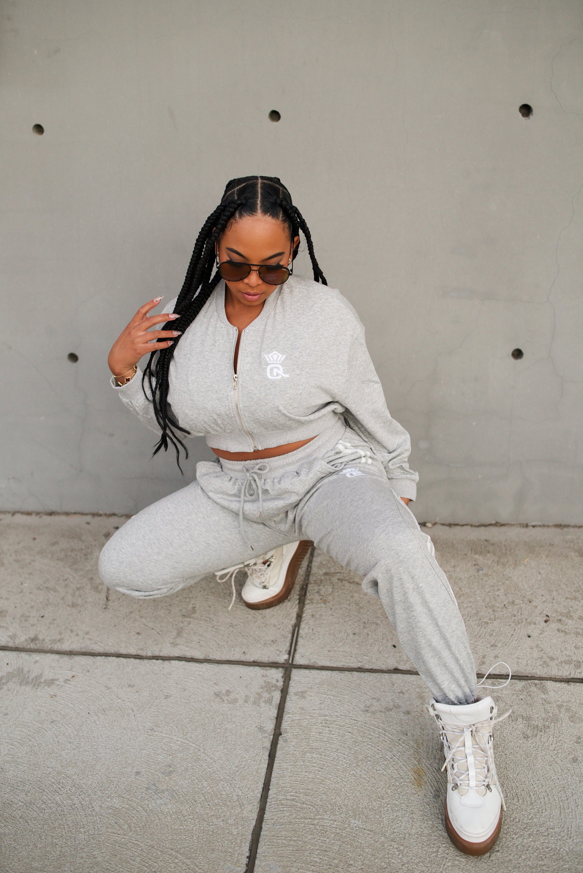 Cozy Logo Crop Zip Sweatshirt