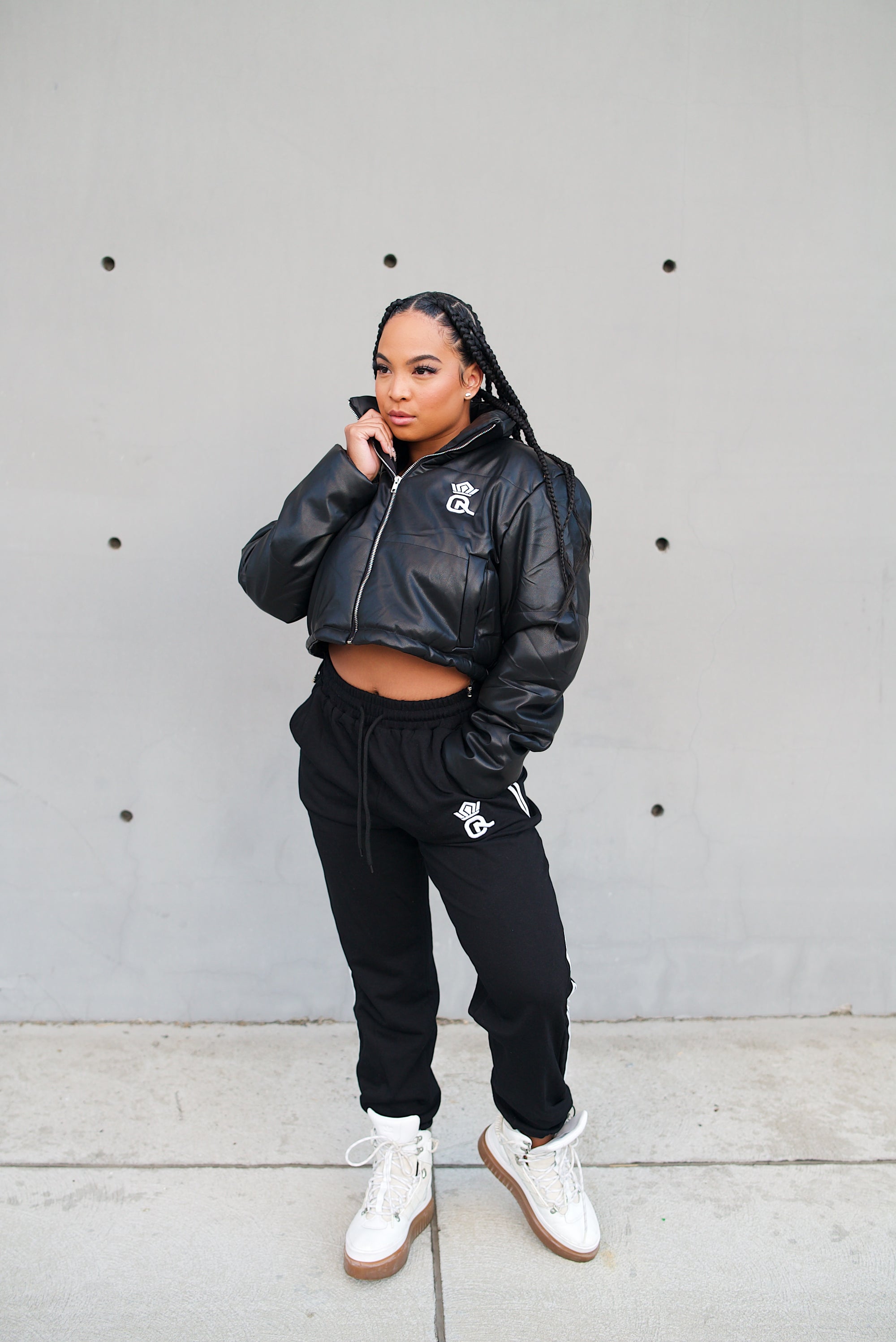 Cozy Logo Cropped Puffer Jacket