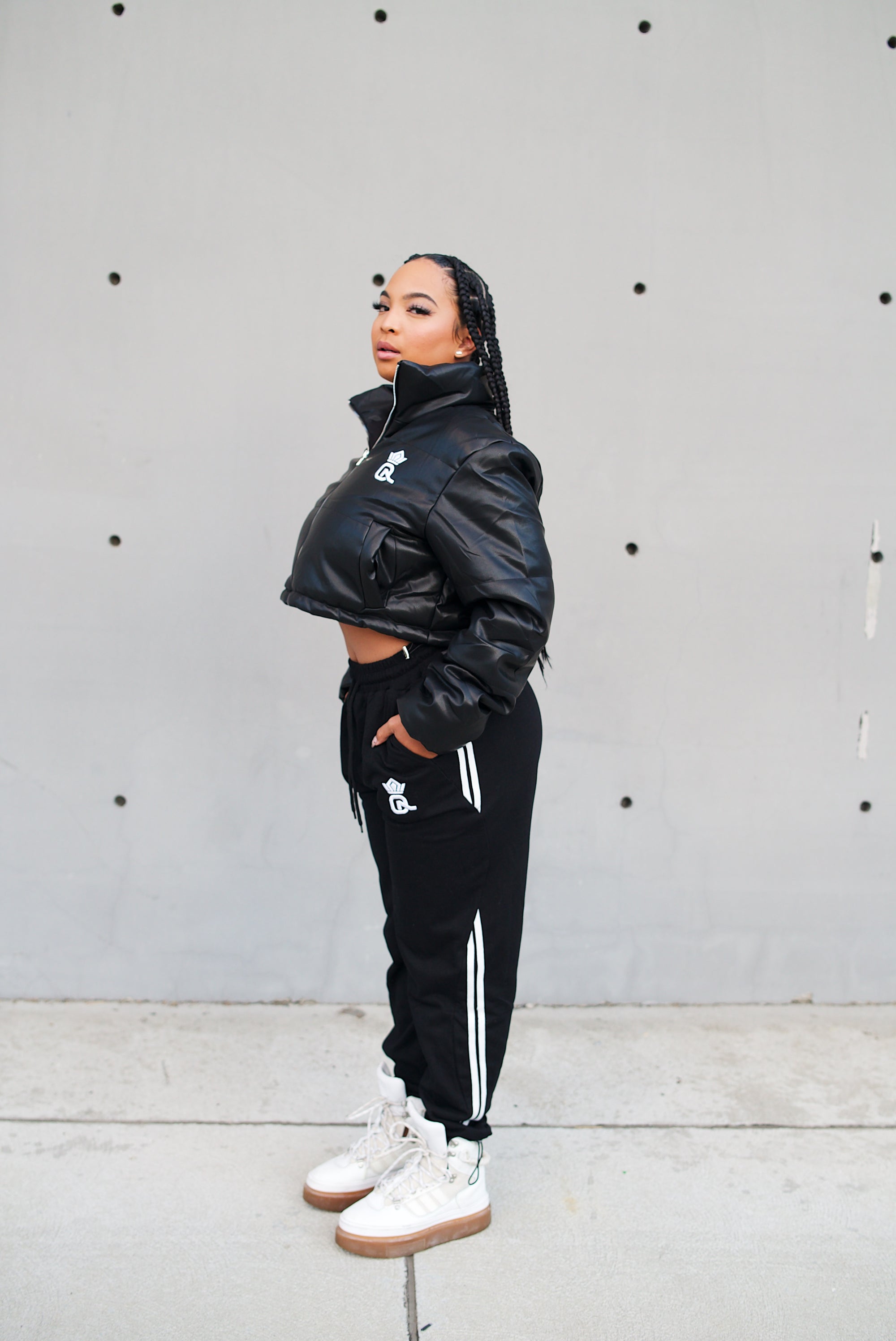Cozy Logo Cropped Puffer Jacket