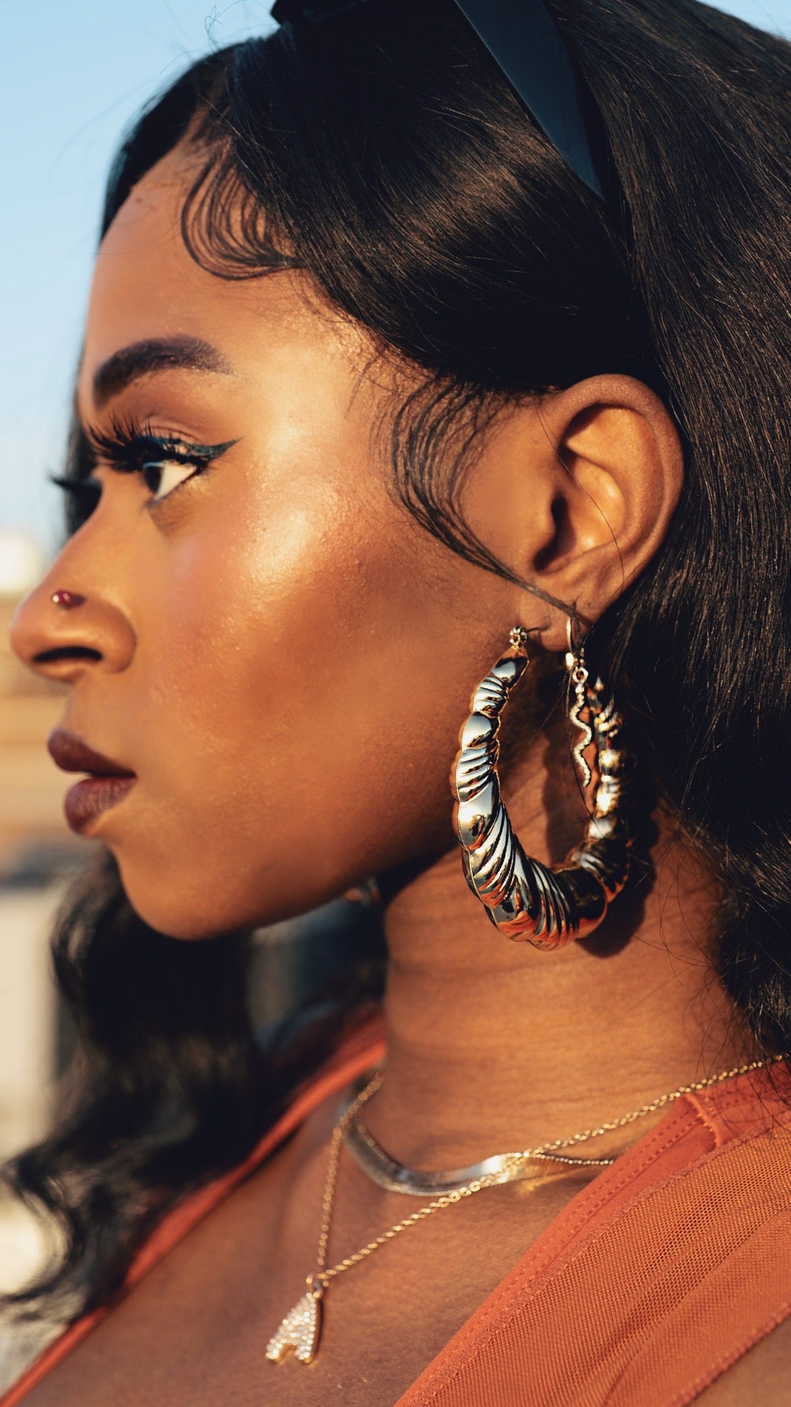 Croissant Metal Hoop Earrings