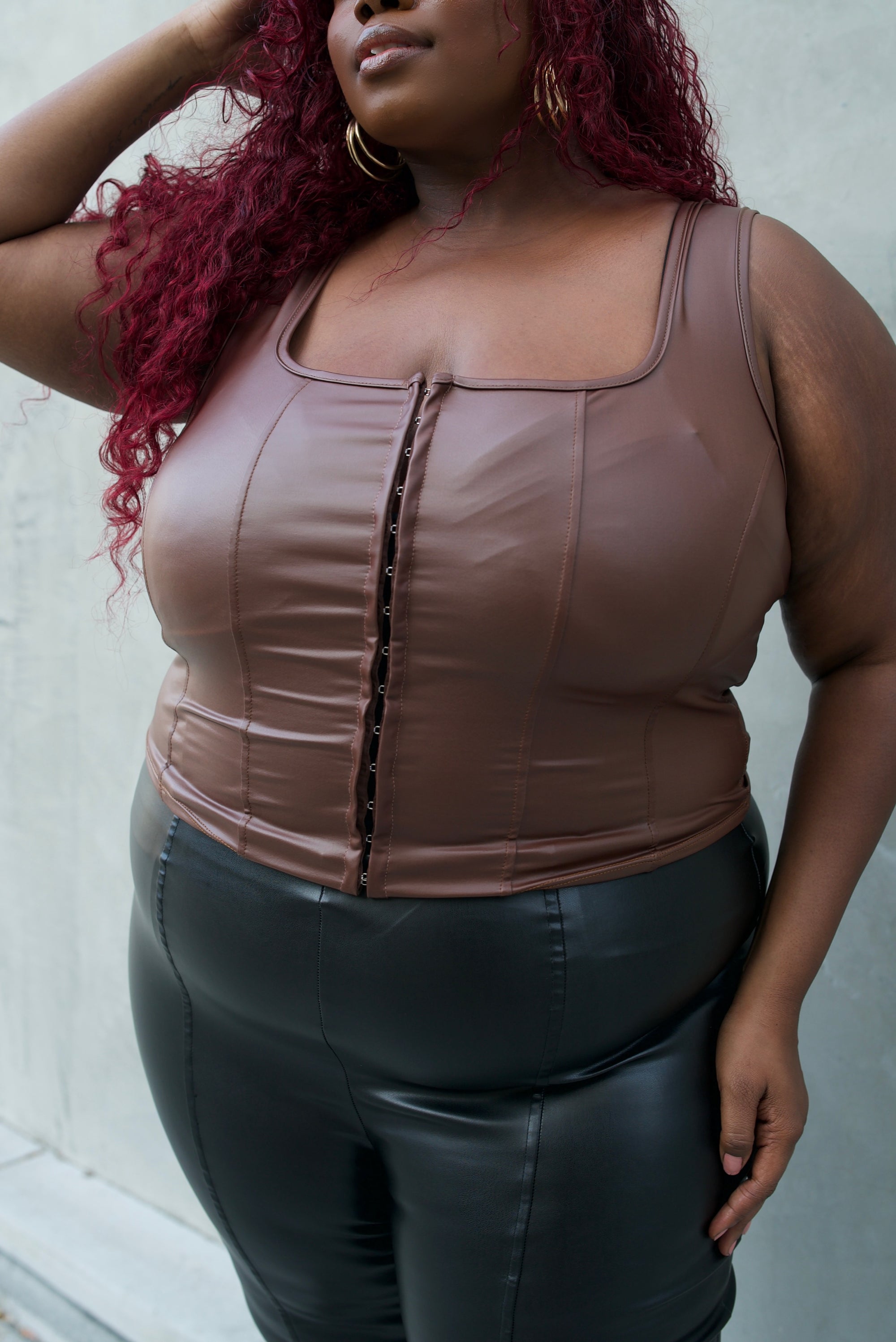 leather corset outfit