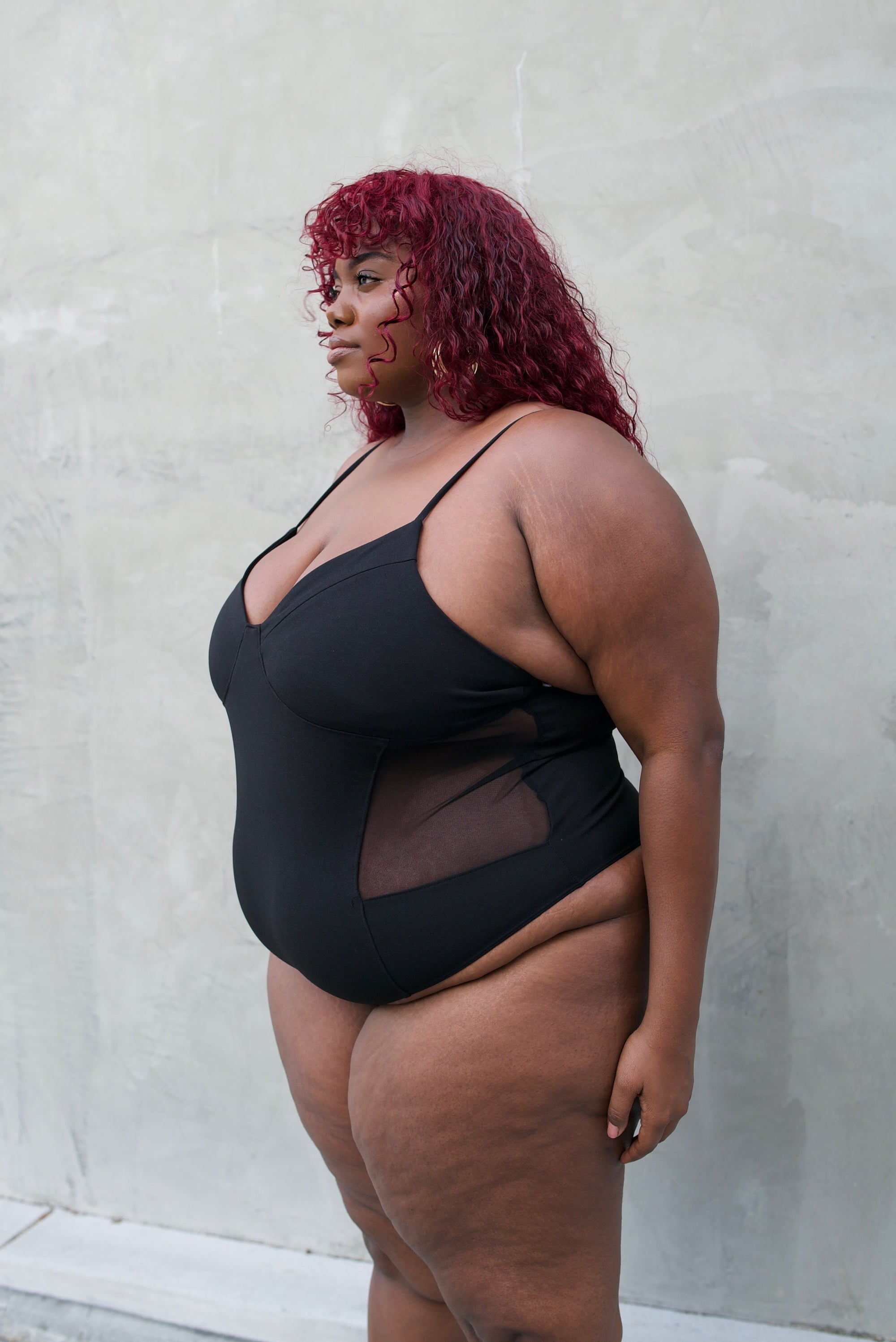 Curve Mesh Bustier Bodysuit