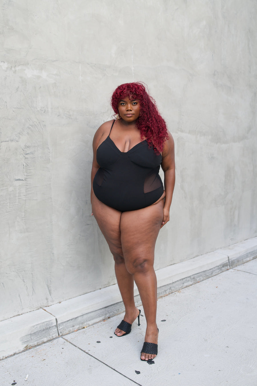 Curve Mesh Bustier Bodysuit