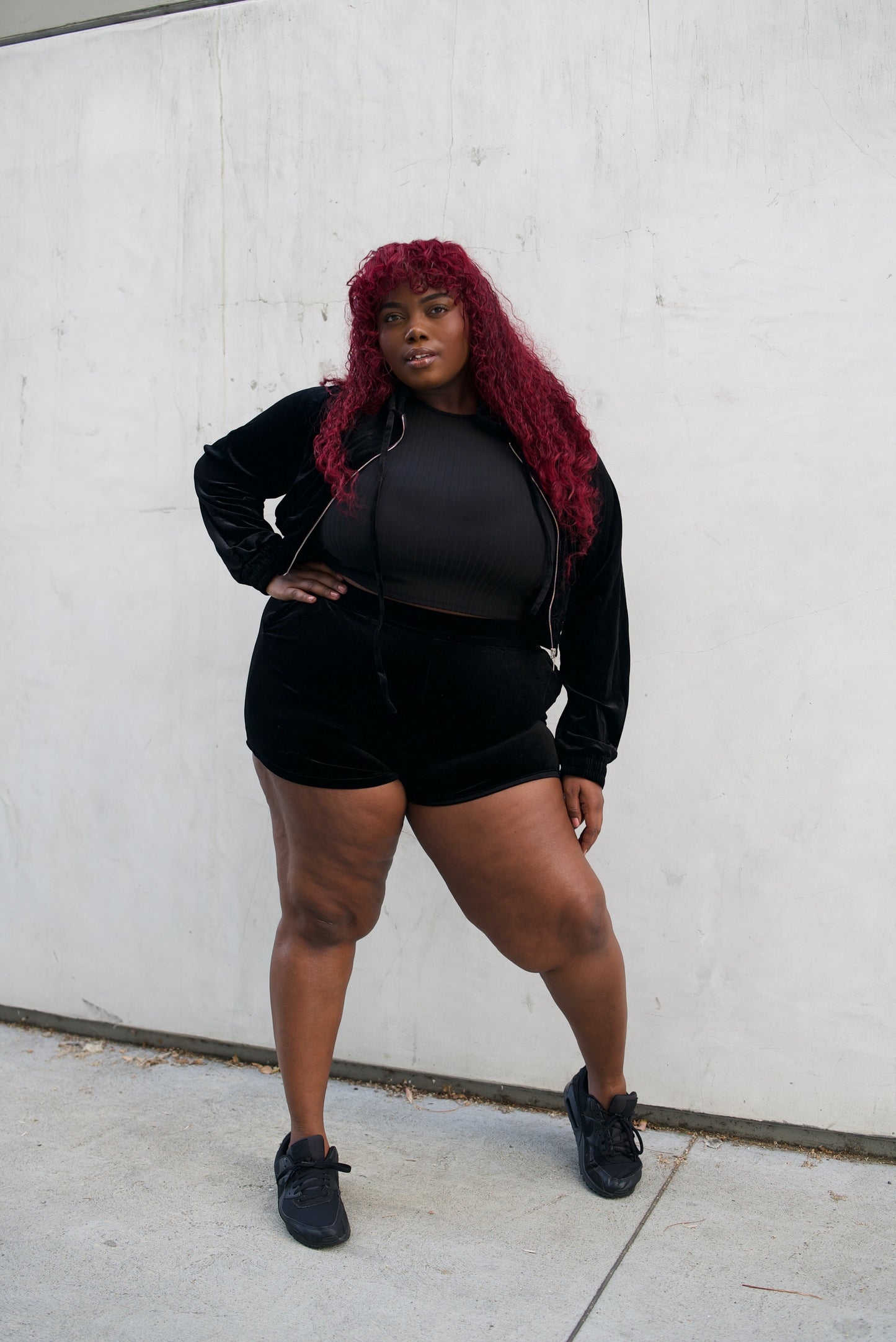 Curve Velour Crop Zip Up Hoodie