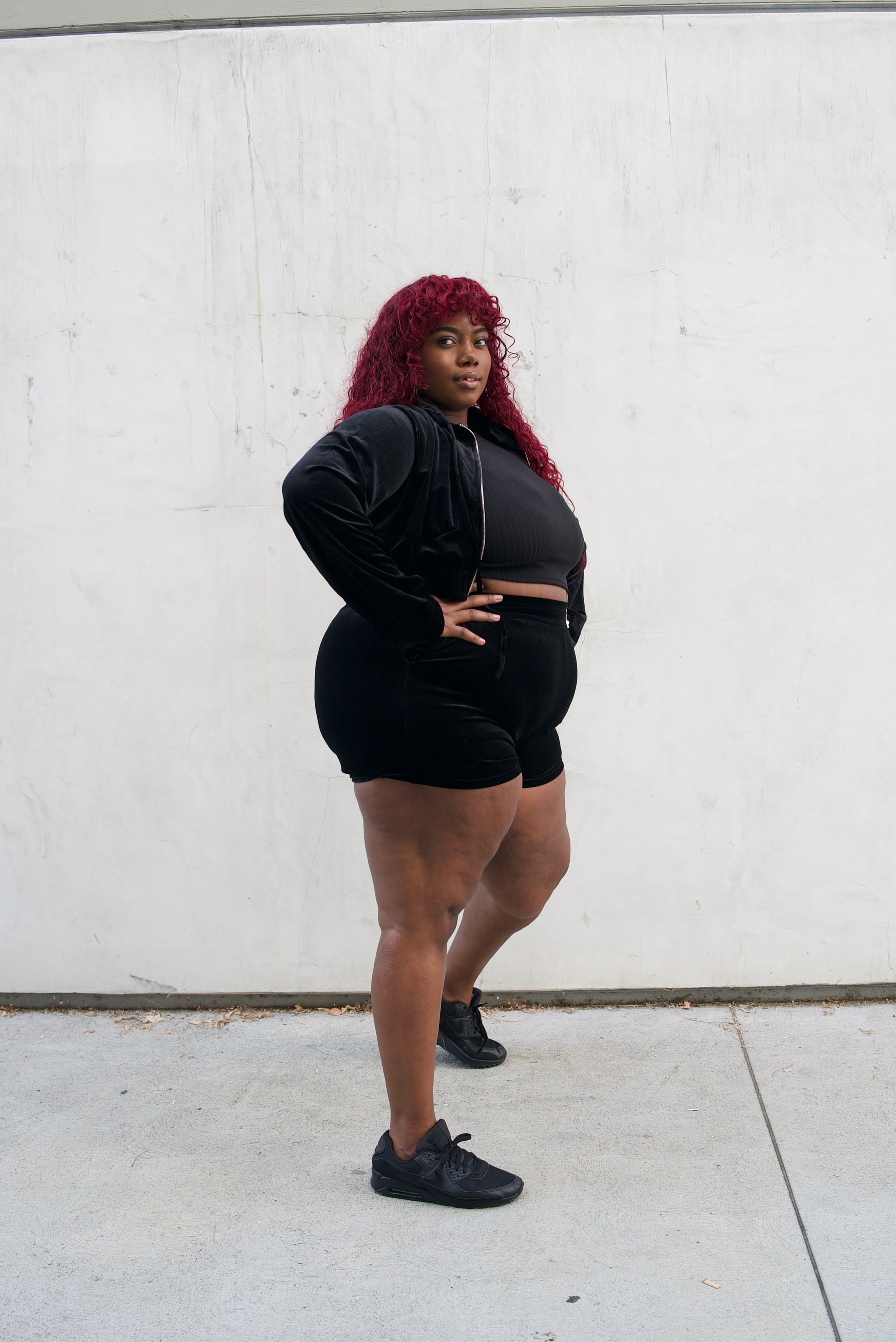 Curve Velour Crop Zip Up Hoodie