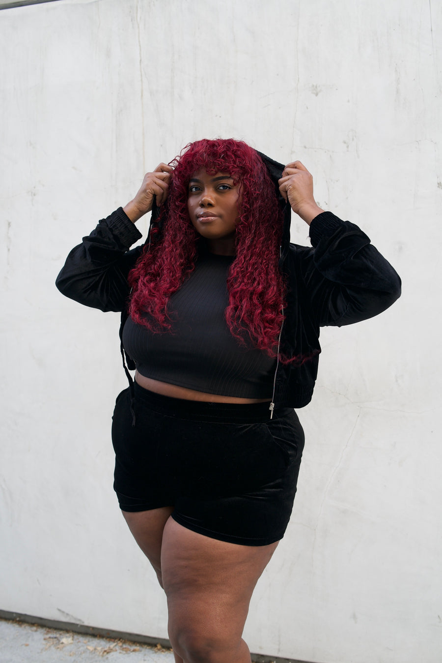 Curve Velour Crop Zip Up Hoodie